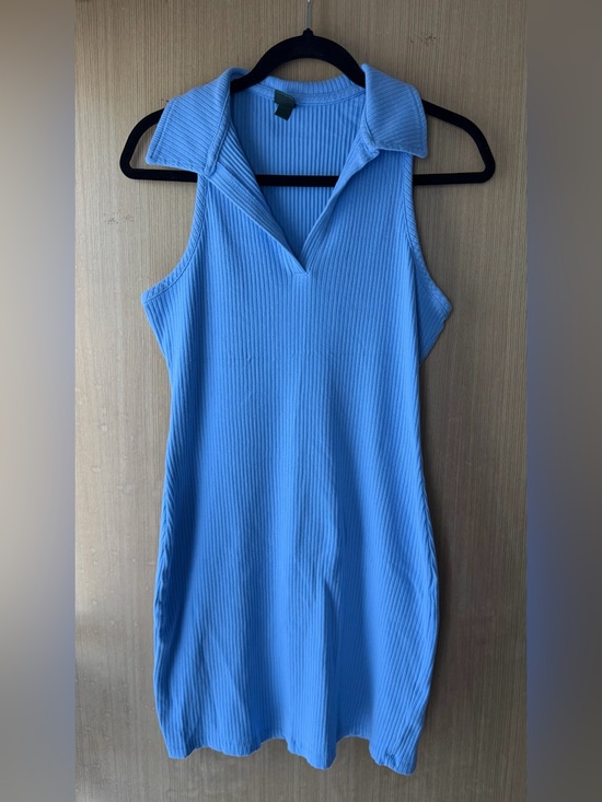 wild fable Tops - wild fable Light & Dark Blue Ribbed Sleeveless Polo Dress